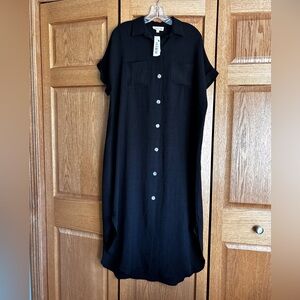 Salt & Bit Black Oversized Shirt Dress L